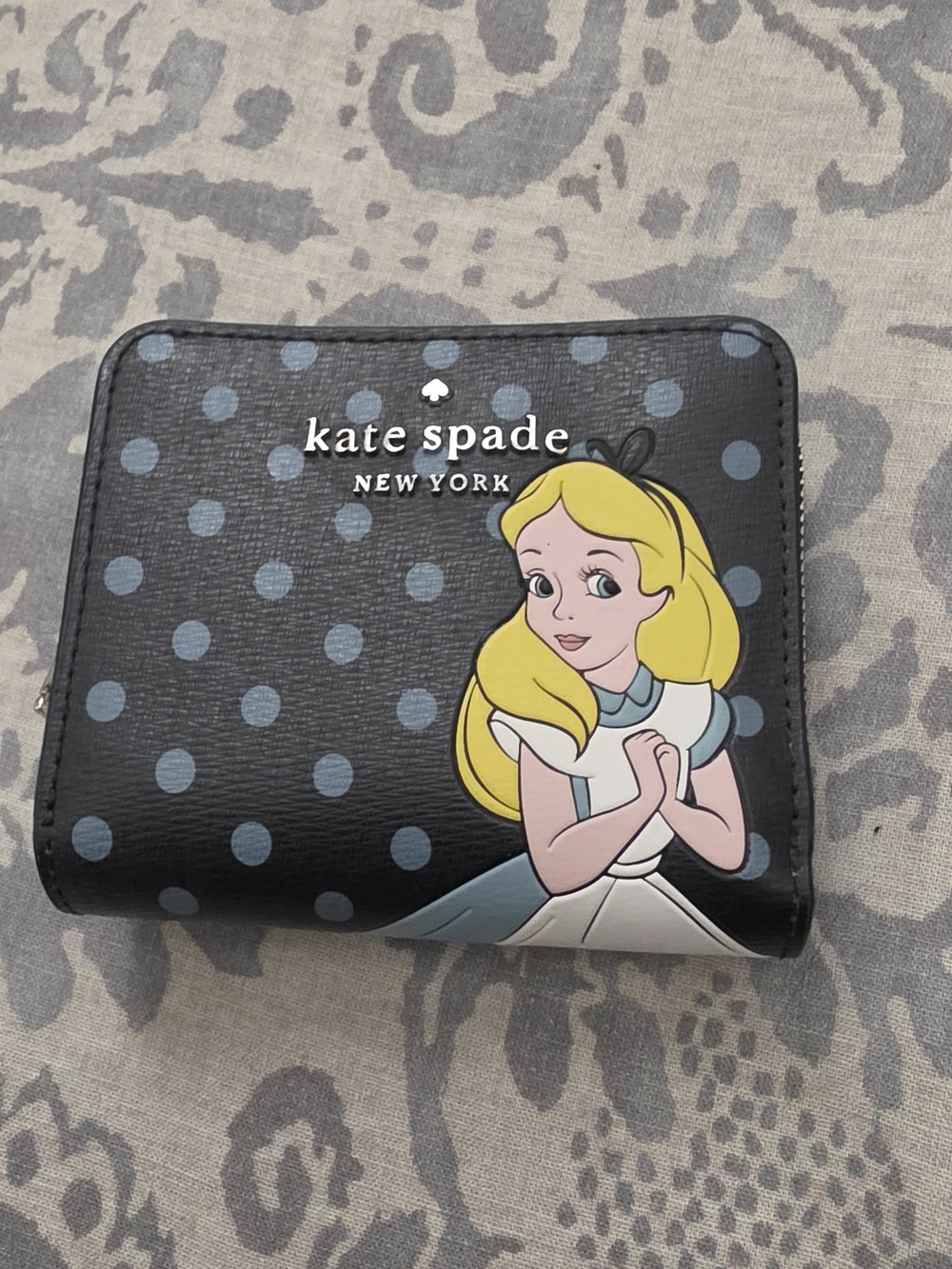 Kate Spade Black Polka Dot Alice Foldable Wallet. New Without Tag